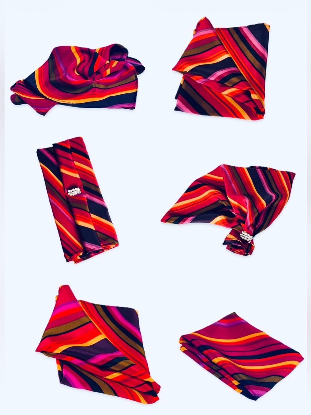 NWT SILKLETTE Sound Waves 100% Fine Silk Scarf WEDDING PARTY GIFT Bundle 6 pcs